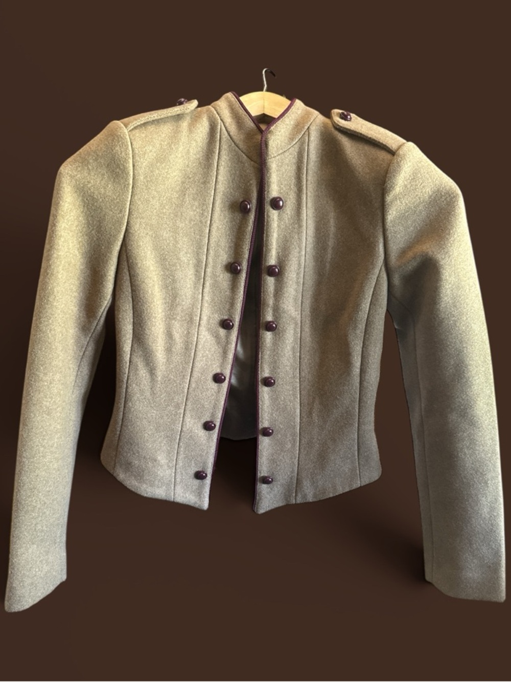 OCHIRLY Kids XS 5-7 Years Old Military-Style Jacket in Tan with Contrast Trim